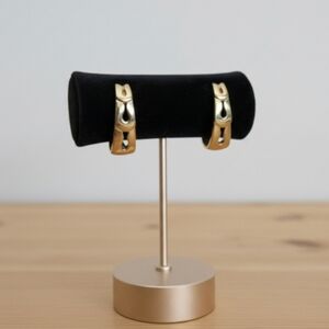Vintage 1980s Trifari Gold Tone Pierced Post Earrings Sculptural Modernist